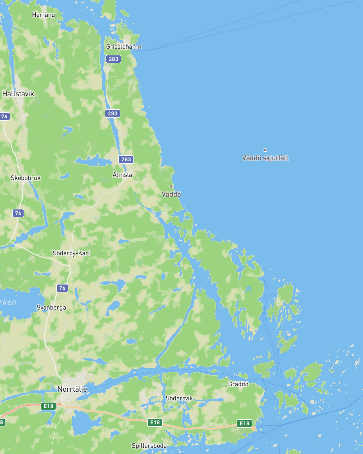 Karta över Roslagens skärgård